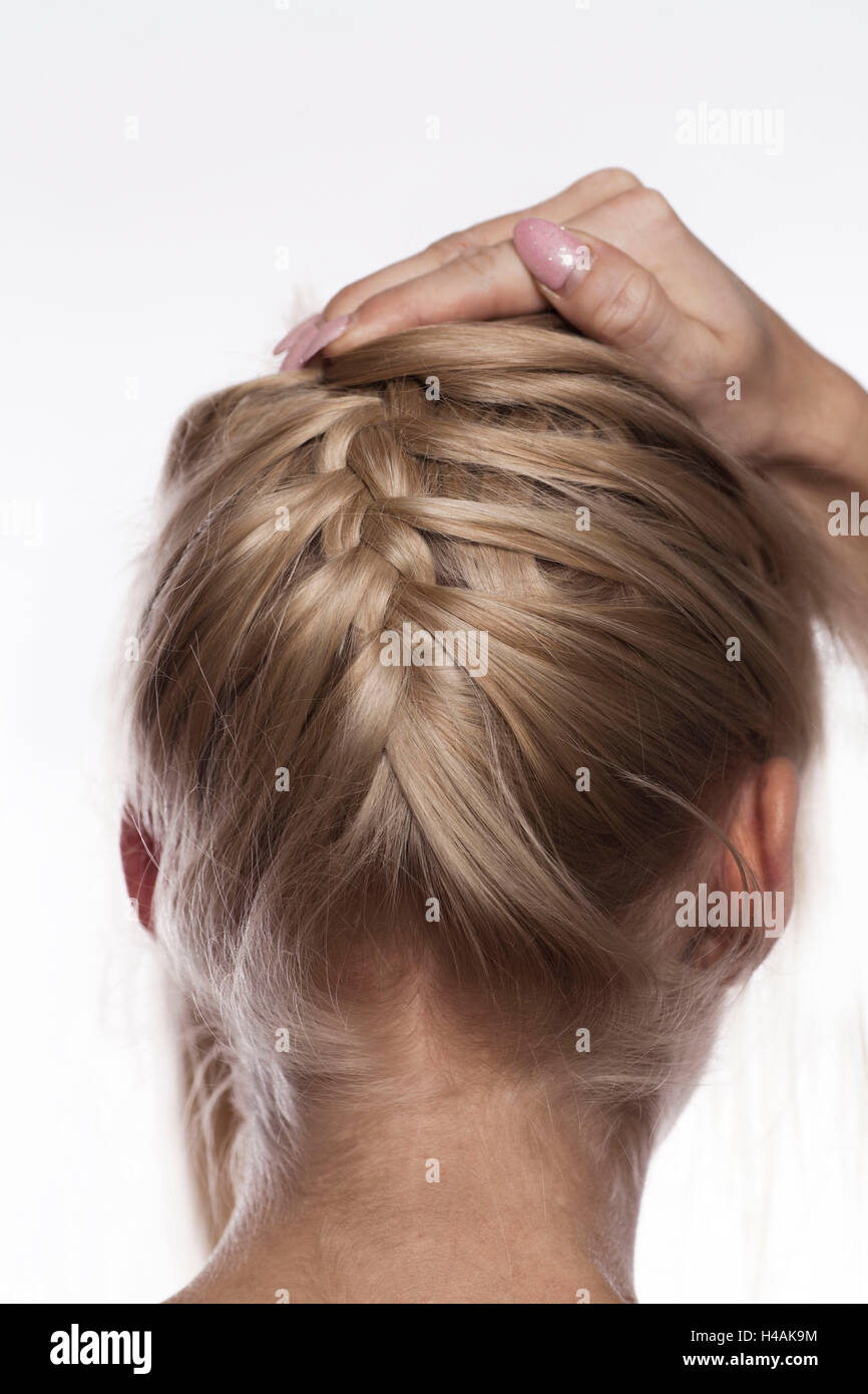 Anleitung französischen Zopf mit Brötchen Schritt 2 von 4 Stockfoto