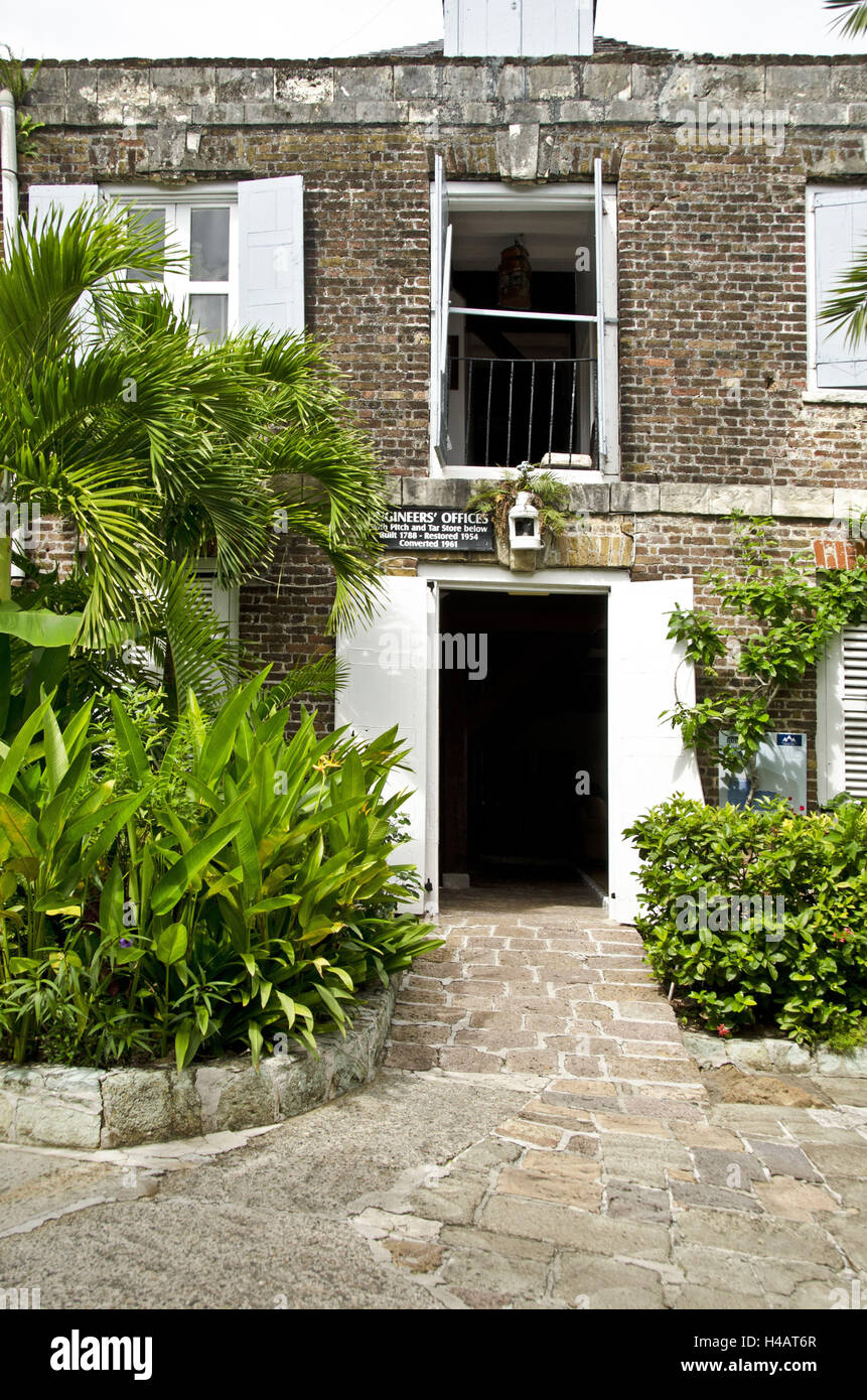 Antigua, dock Nelsons Hof, Ingenieurbüro Haus, Stockfoto