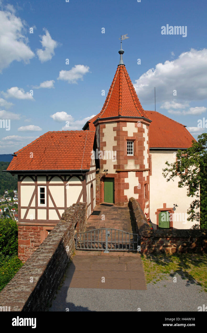 Deutschland, Baden-Wurttemberg, Neckargemünd, Stadtteil Dilsberg, das Kommandantenhaus im Bereich der Vorburg, Stockfoto