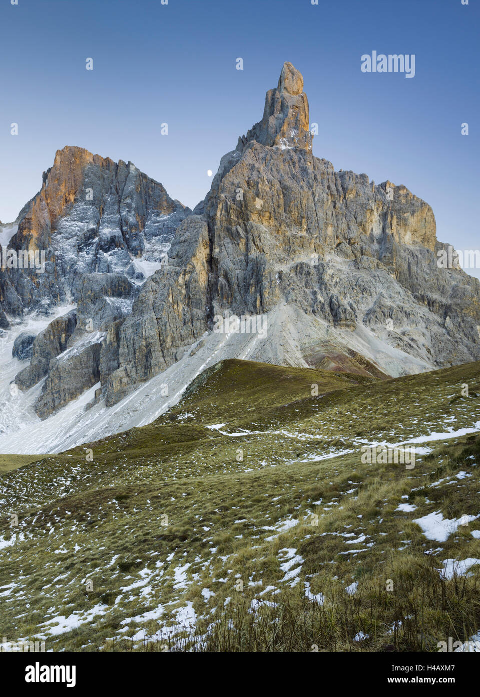 Bureloni (3130m), Cima della Vezzana (3192m), Cimon della Pala (3184m), Passo Rolle, Trentino - Alto Adige, Dolomiten, Italien Stockfoto