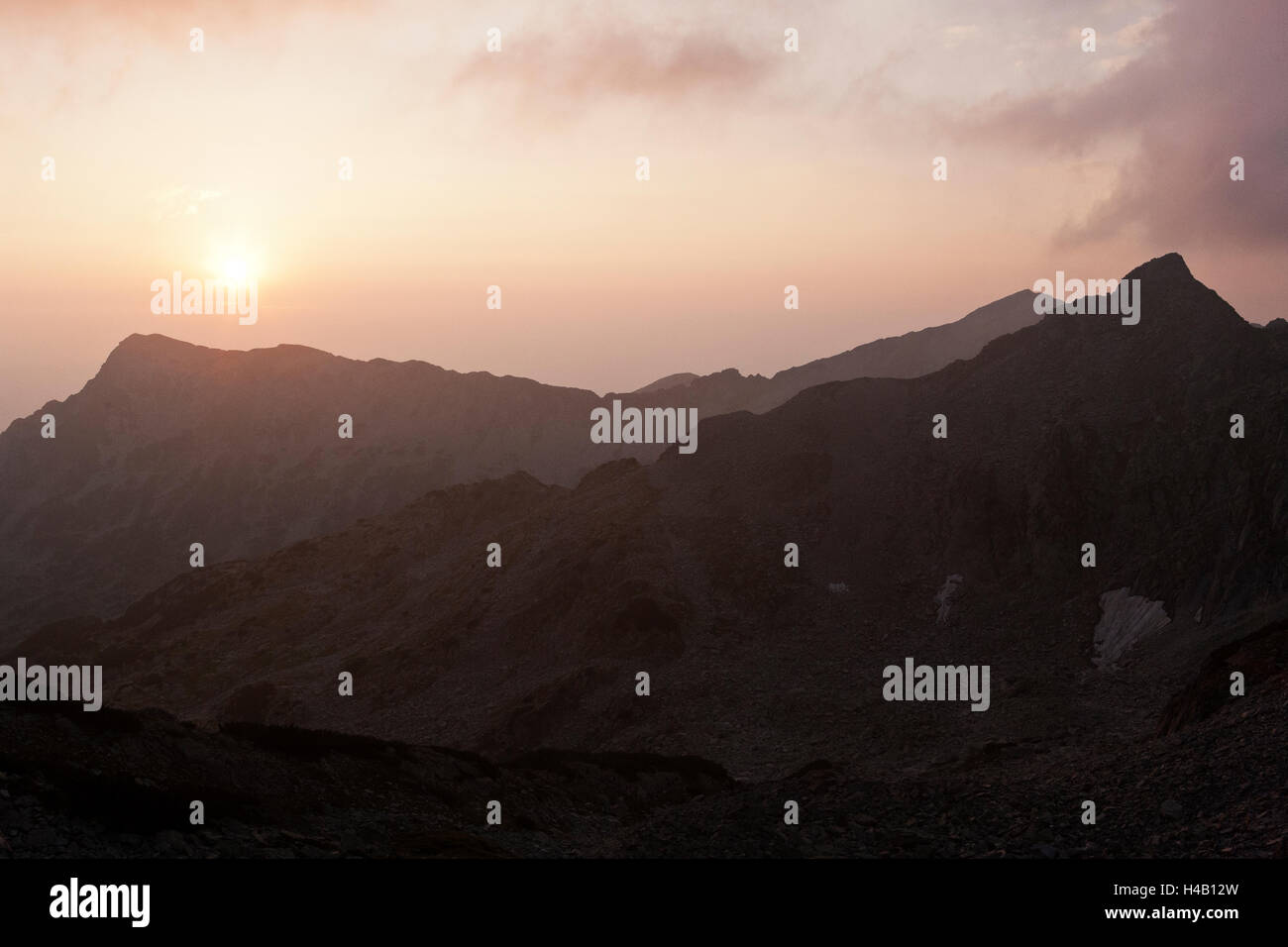 Landschaftlich der Morgendämmerung in World Heritage Site Nationalpark Pirin Bulgarien Stockfoto