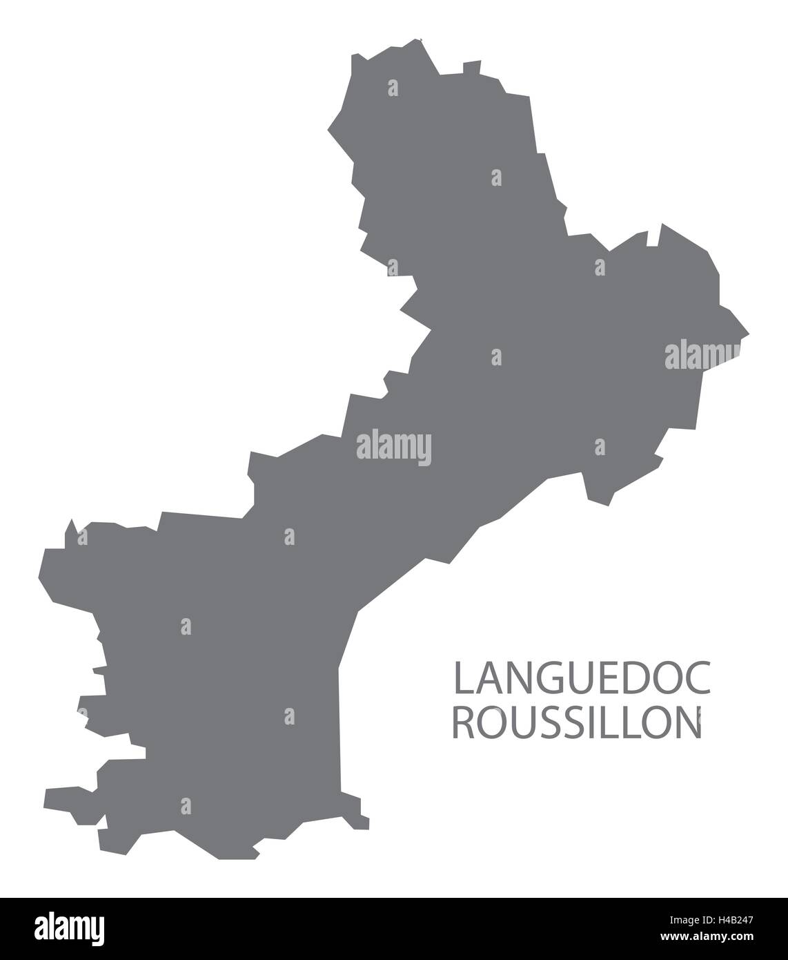 Languedoc-Roussillon Frankreich Karte grau Stock Vektor