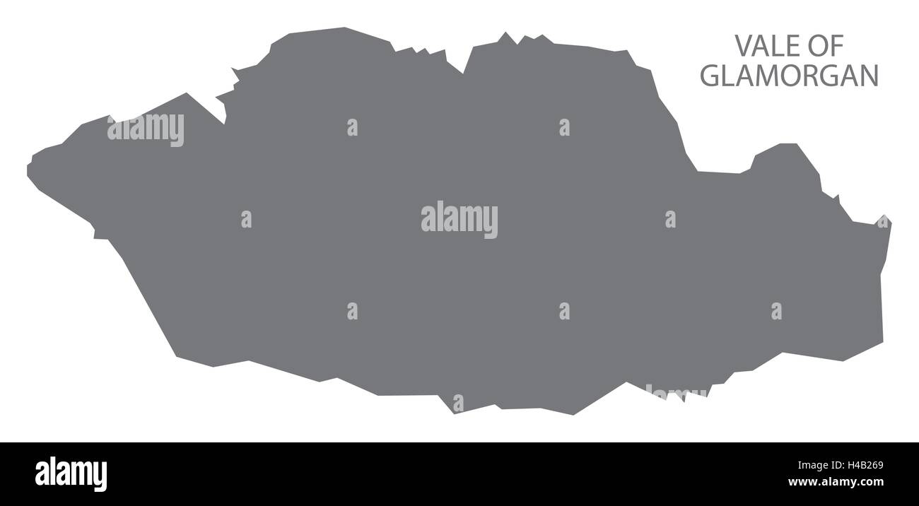 Vale von Glamorgan Wales Karte grau Stock Vektor