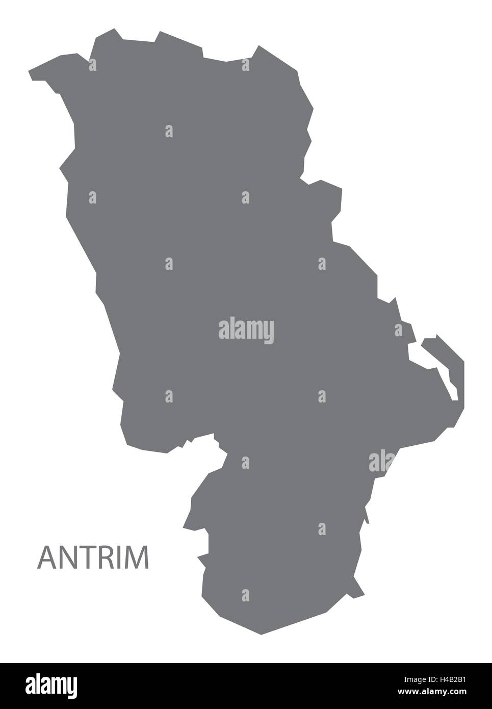 Antrim-Nordirland-Karte in grau Stock Vektor