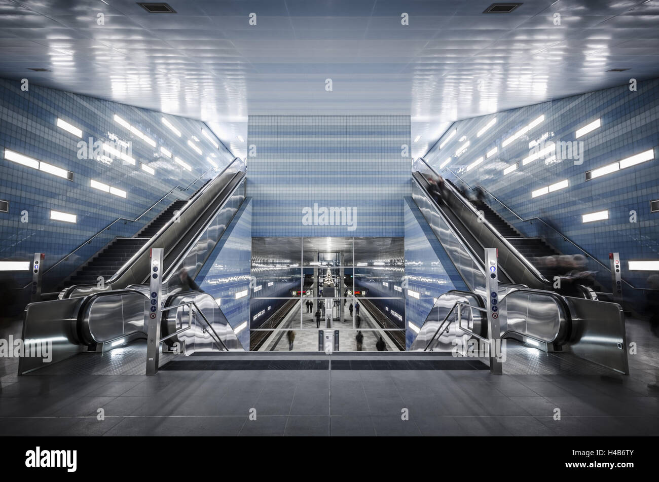 Deutschland, Hamburg, HafenCity, u-Bahn U4, Haltestelle Überseequartier, Stockfoto