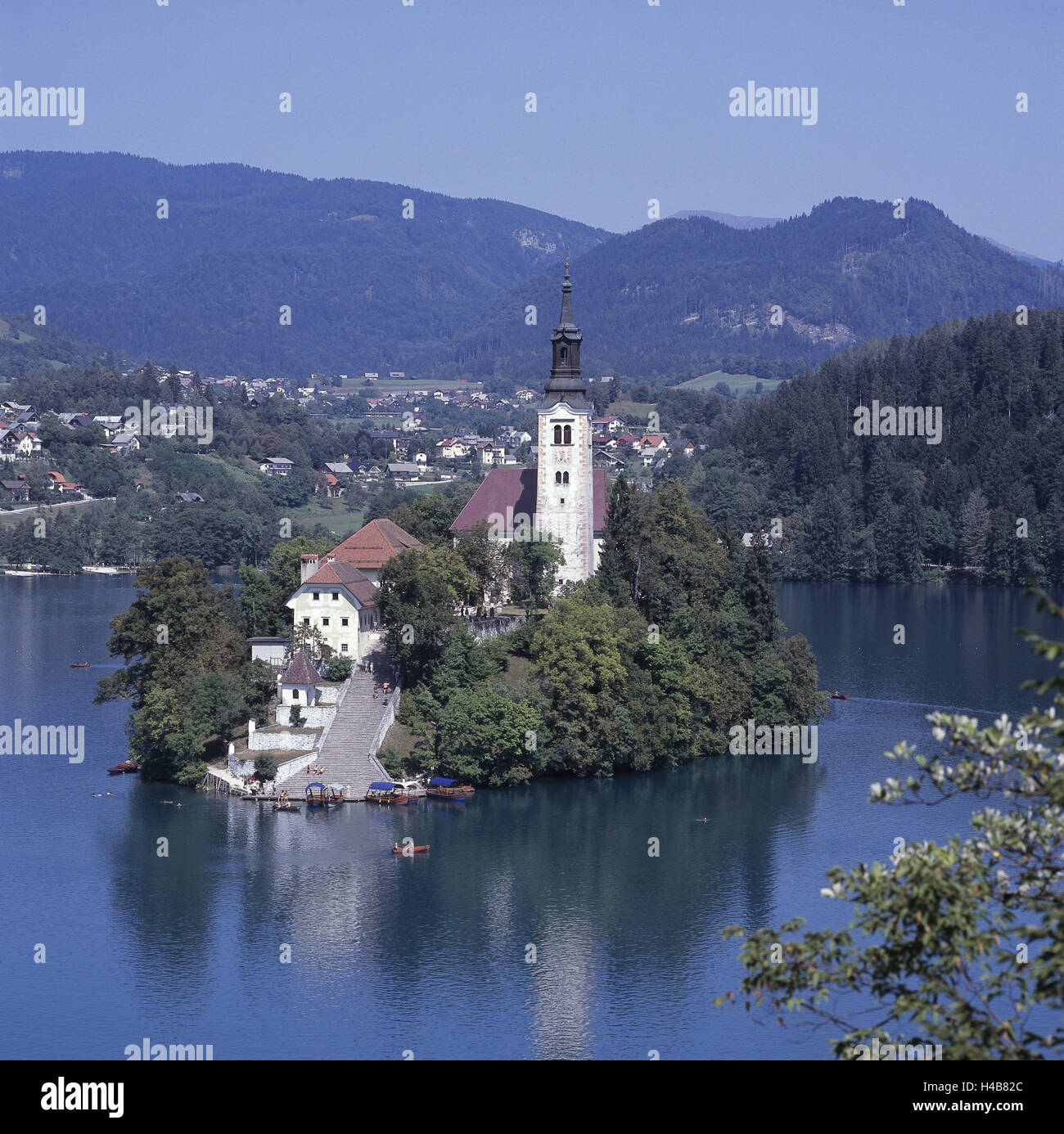 Slowenien, Bled, Bled See, Kirche St. Mary, Stockfoto