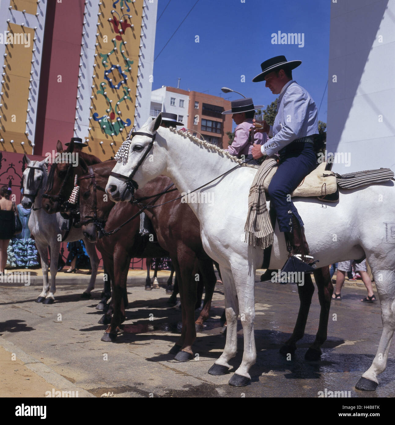 Spanien, Andalusien, Sevilla, Festival, Feria de Abril, Reiter, Stockfoto