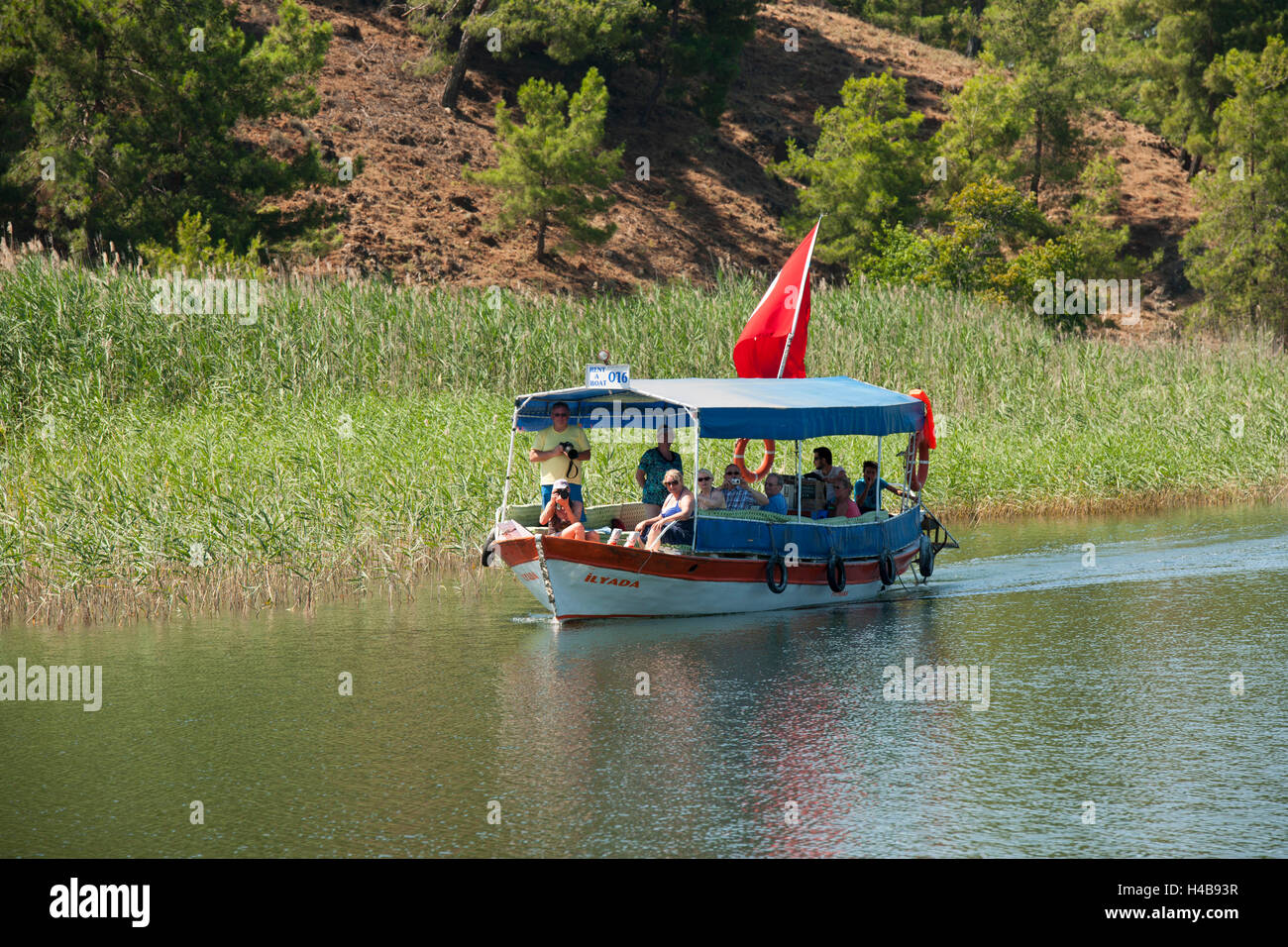 Asien, Türkei, Provinz Mugla, Köycegiz, Boot auf dem Köycegiz-See Stockfoto