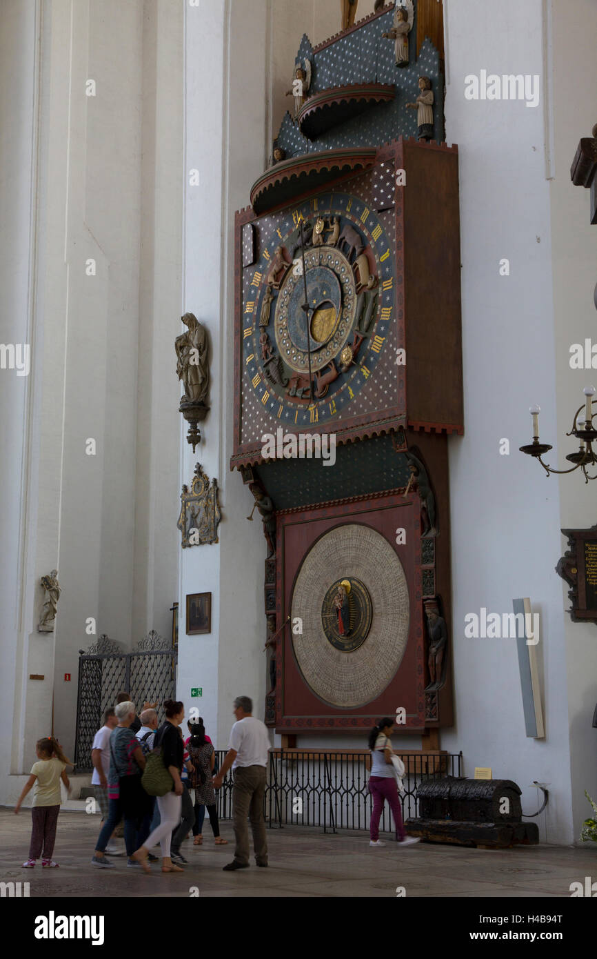 Die wichtigste Funktion von St. Marien Kirche ist eine massive 15. Jahrhundert astronomische Uhr, komplett mit den Tierkreis-Zyklus. Stockfoto