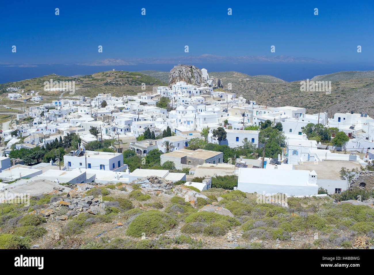 Dorf hora, Nordwestküste, Amorgos, Kykladen, griechische Inseln, Griechenland Stockfoto