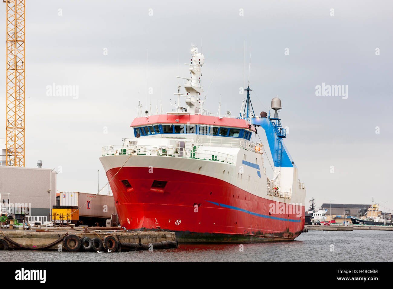 Angeln-Schiff im Hafen von Skågen, Dänemark Stockfoto