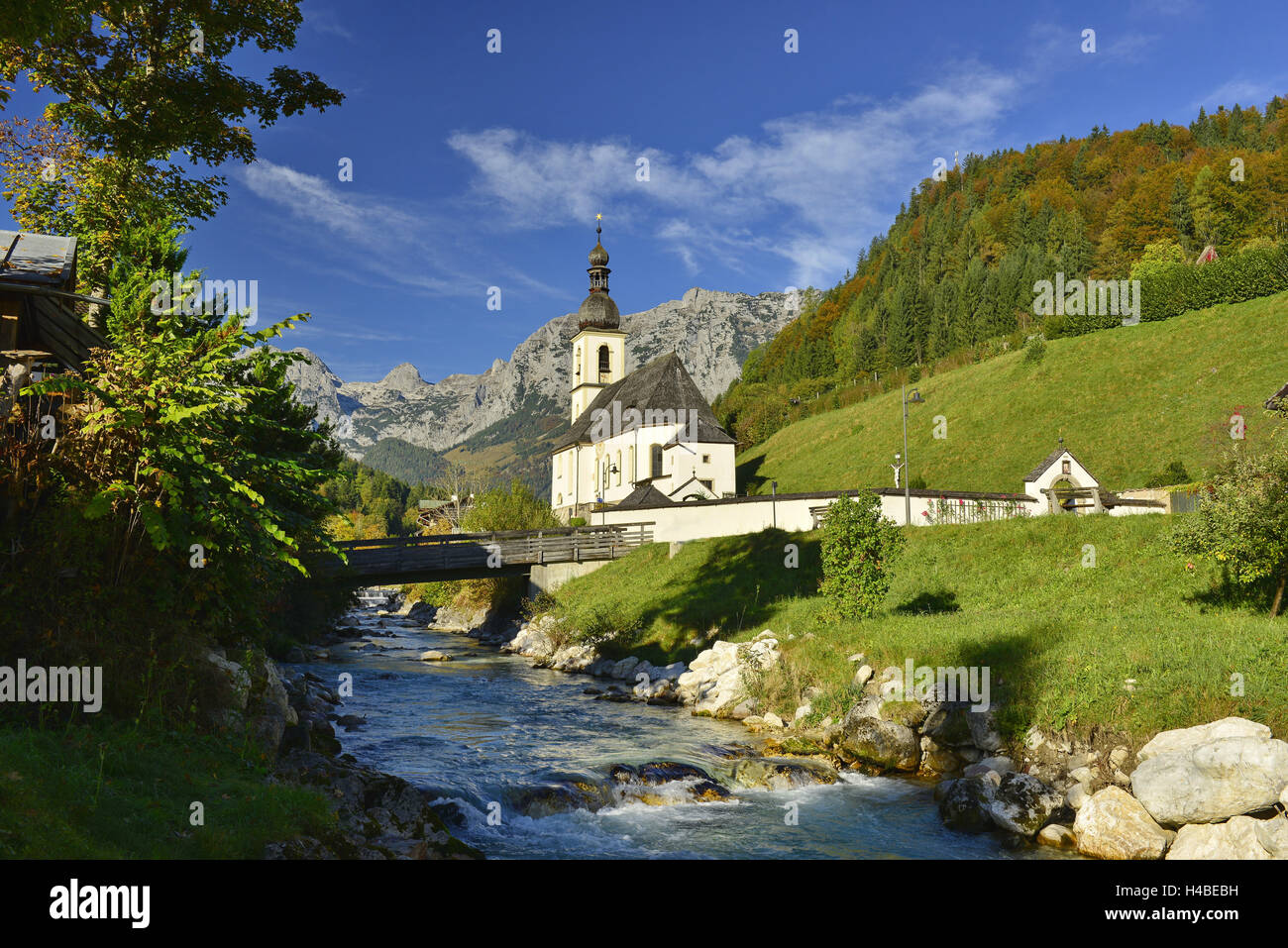 Kirche St. Sebastian in Ramsau am Dachstein Stockfoto