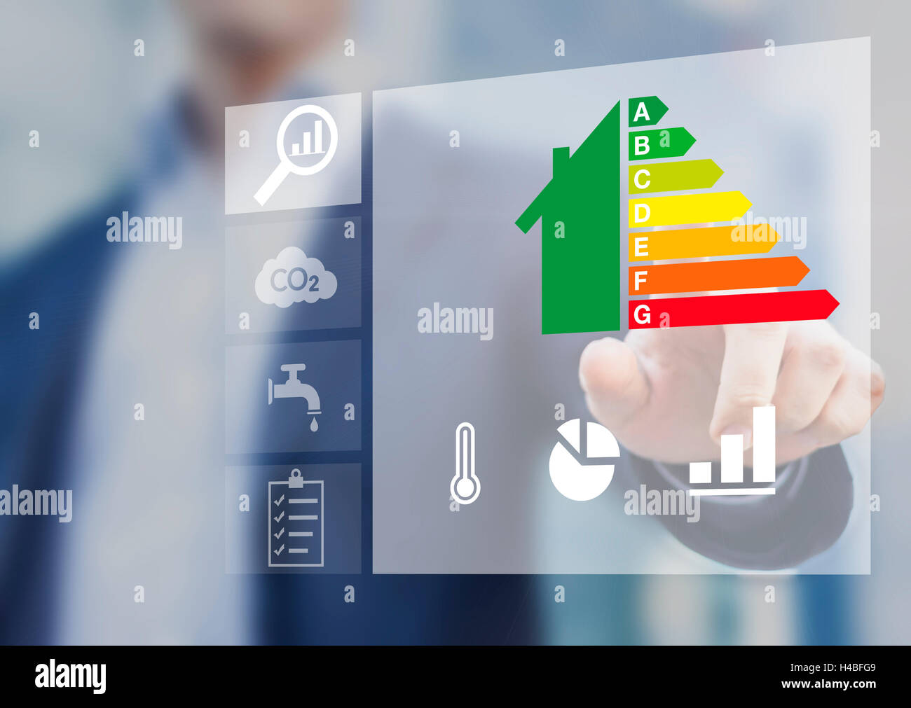 Bewertung der Energieeffizienz von Gebäuden für eine nachhaltige Entwicklung Stockfoto