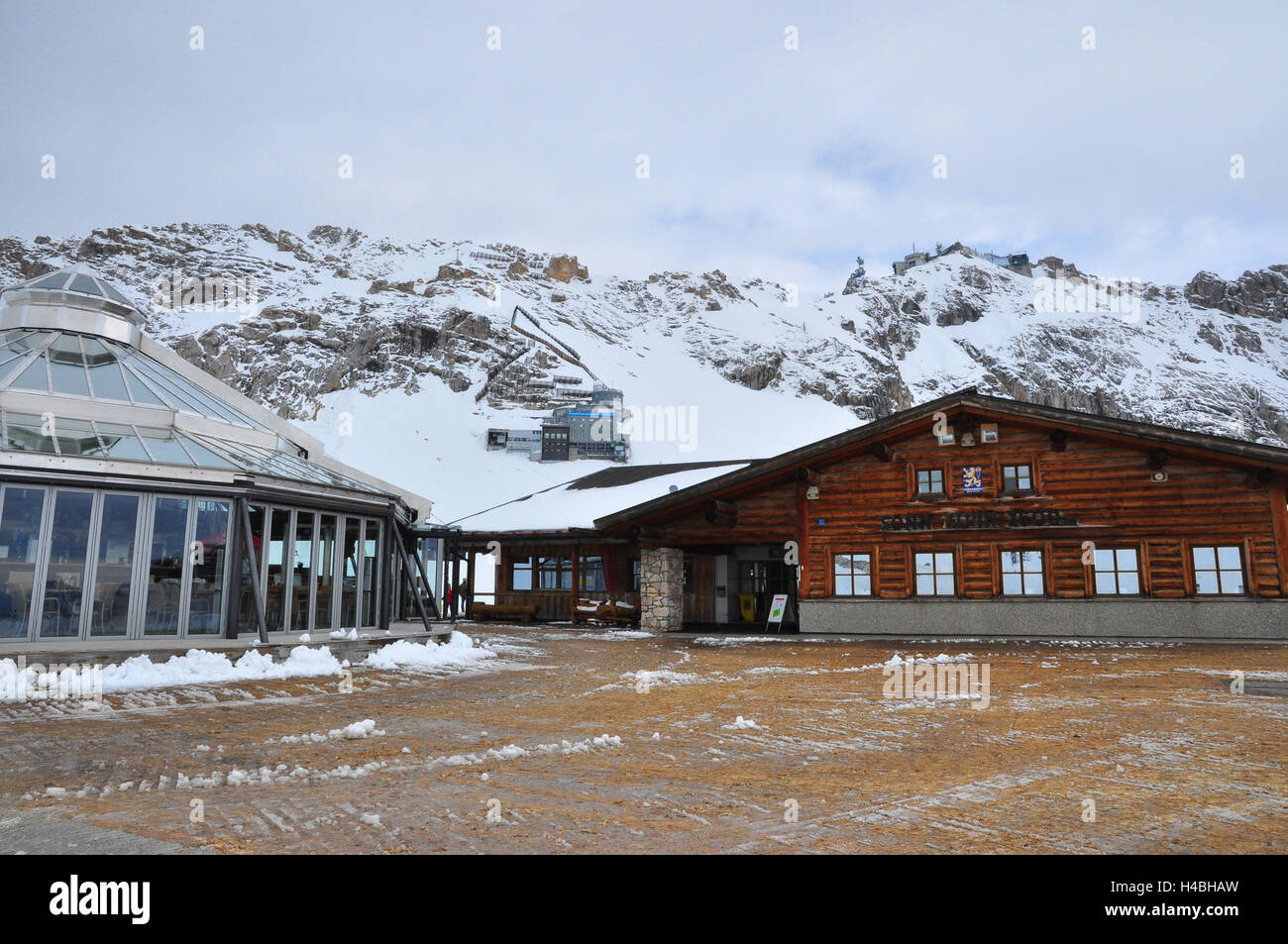 Deutschland, Bayern, Zugspitze, Zugspitze niederdeutschen Gletscherrestaurant, Sonnalpin, Gletschergarten, Stockfoto