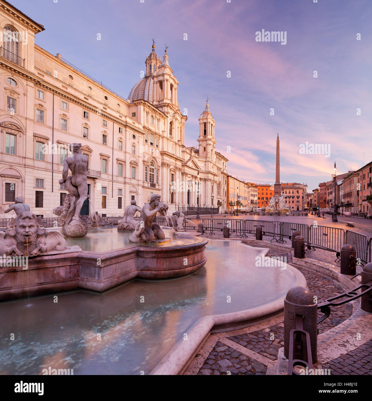 Brunnen von Neptun, Sant'Agnese in Agone, Piazza Navona, Rom, Latium, Italien Stockfoto