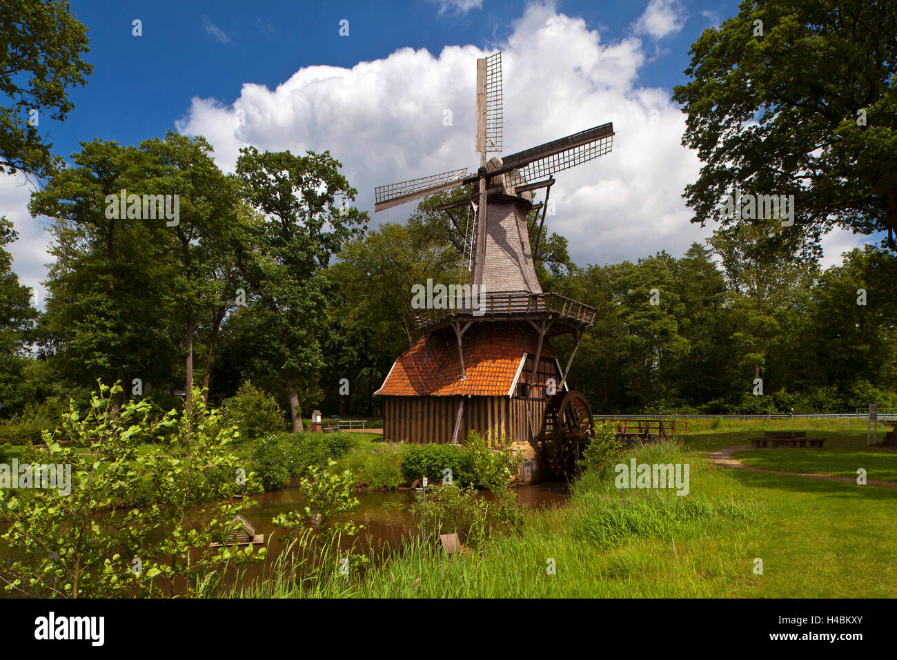 Deutschland, Niedersachsen, Emsland, Hüvener Mühle (Mühlenbautechnik Mühle), Stockfoto