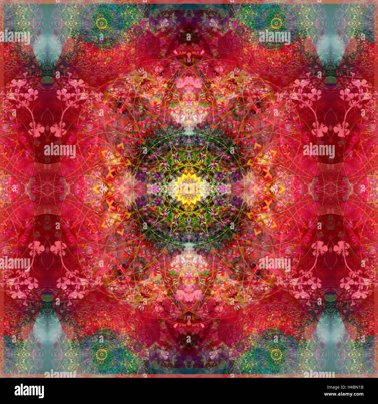eine energetische symmetrischen Onament aus Blumen Fotos Stockfoto