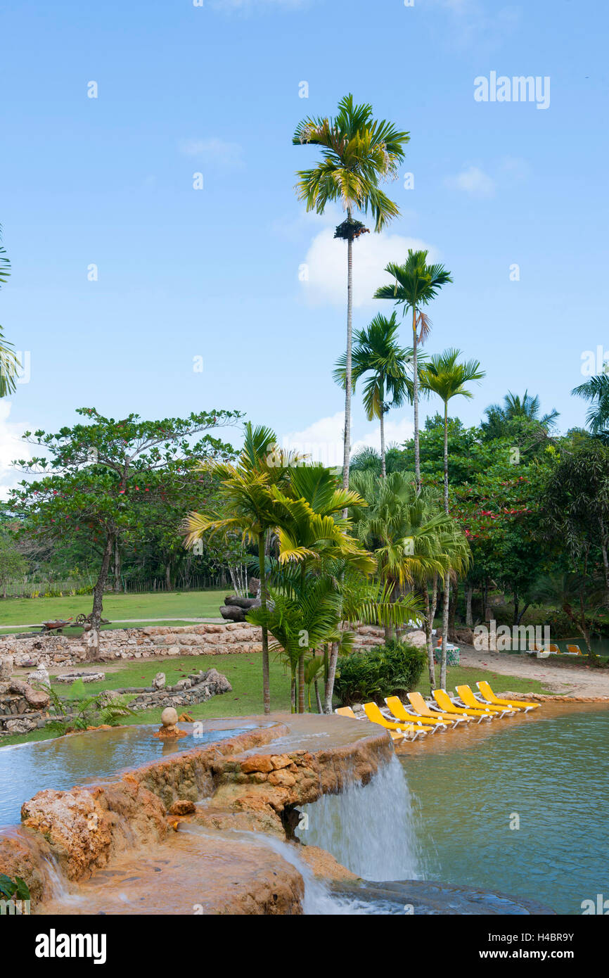Der Dominikanischen Republik, im Osten, Sabana De La Mar, Garten des Hotel Paraiso Cano Hondo Stockfoto