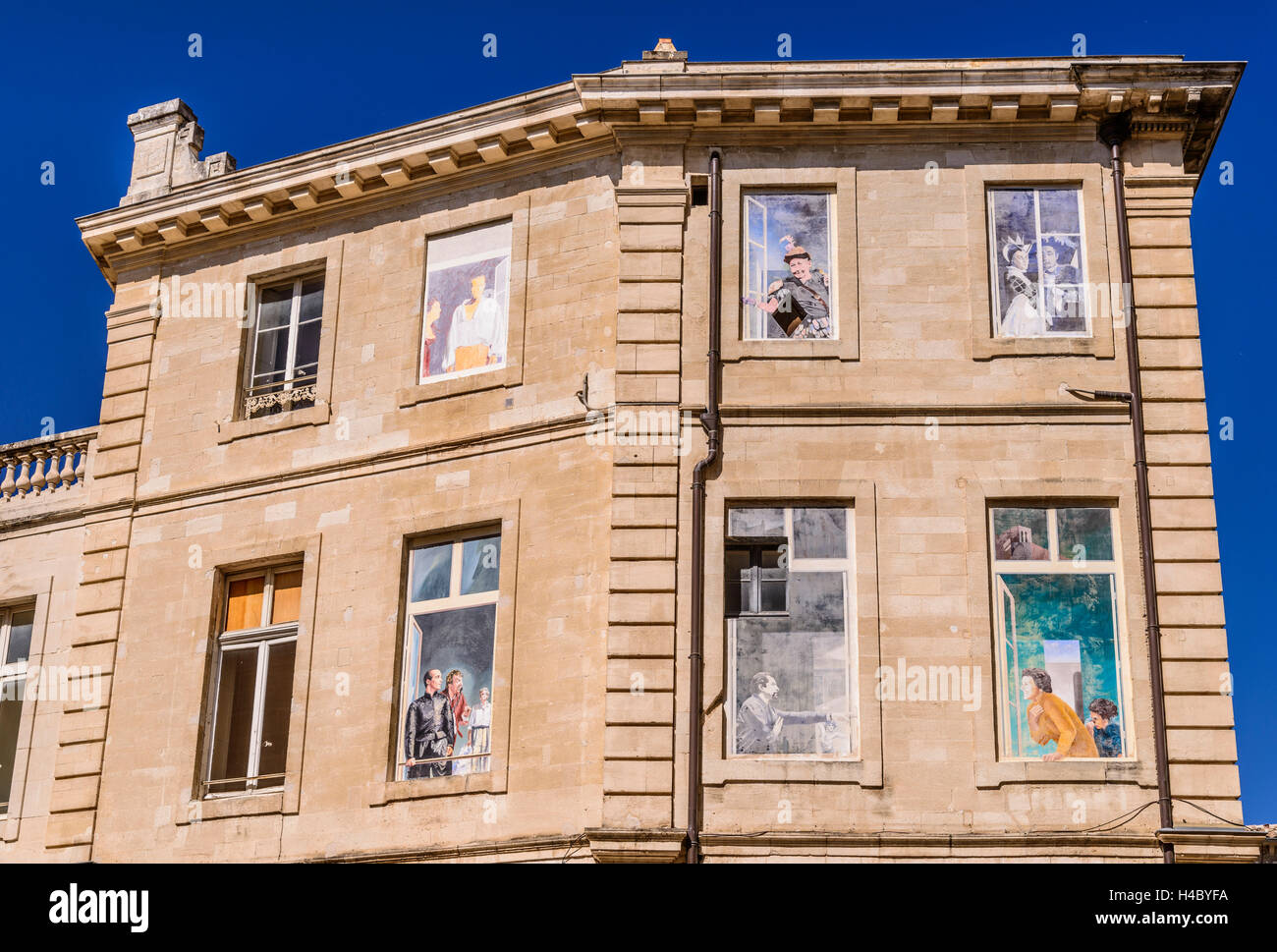 Frankreich, Provence, Vaucluse, Avignon, findet Daniel Sorano, Hausfassade, Wandmalerei Stockfoto