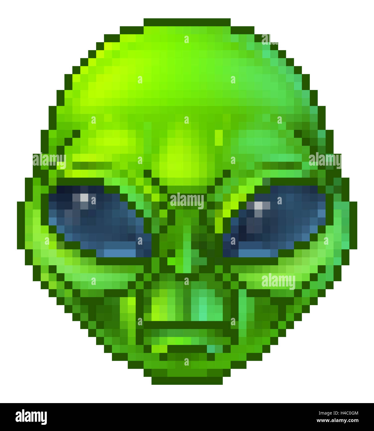 Pixel Art grüne Außerirdische Comicfigur Stockfoto