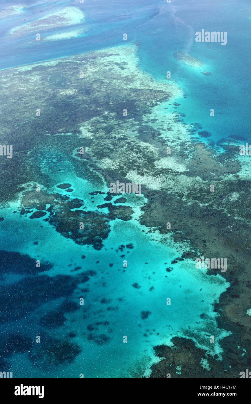 Luftaufnahme der Insel Riffe in den Archipel von Palau, Republik Palau, Mikronesien, Pazifik Stockfoto