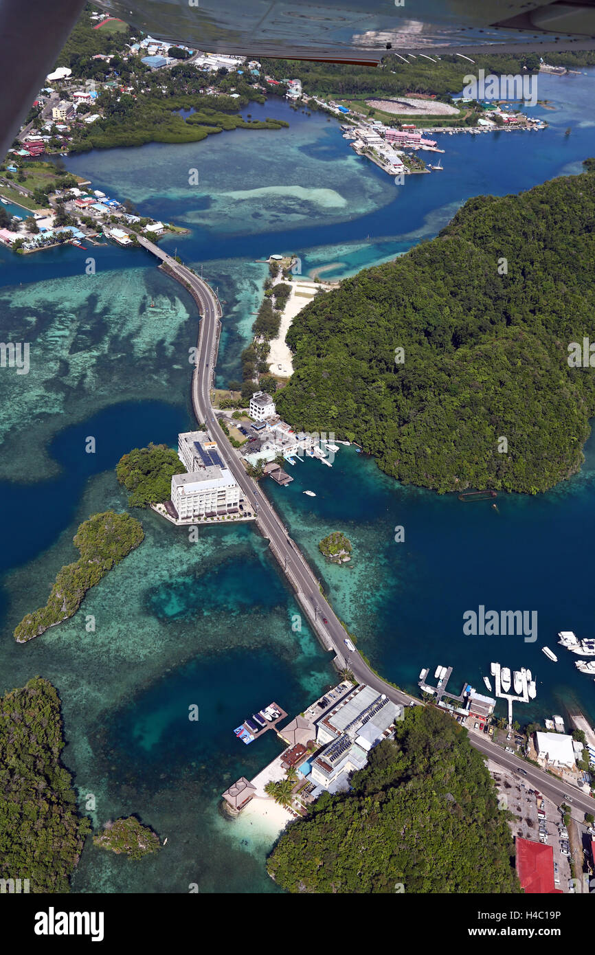 Luftaufnahme von Koror, Koror Island, Republik Palau, Mikronesien, Pazifik Stockfoto