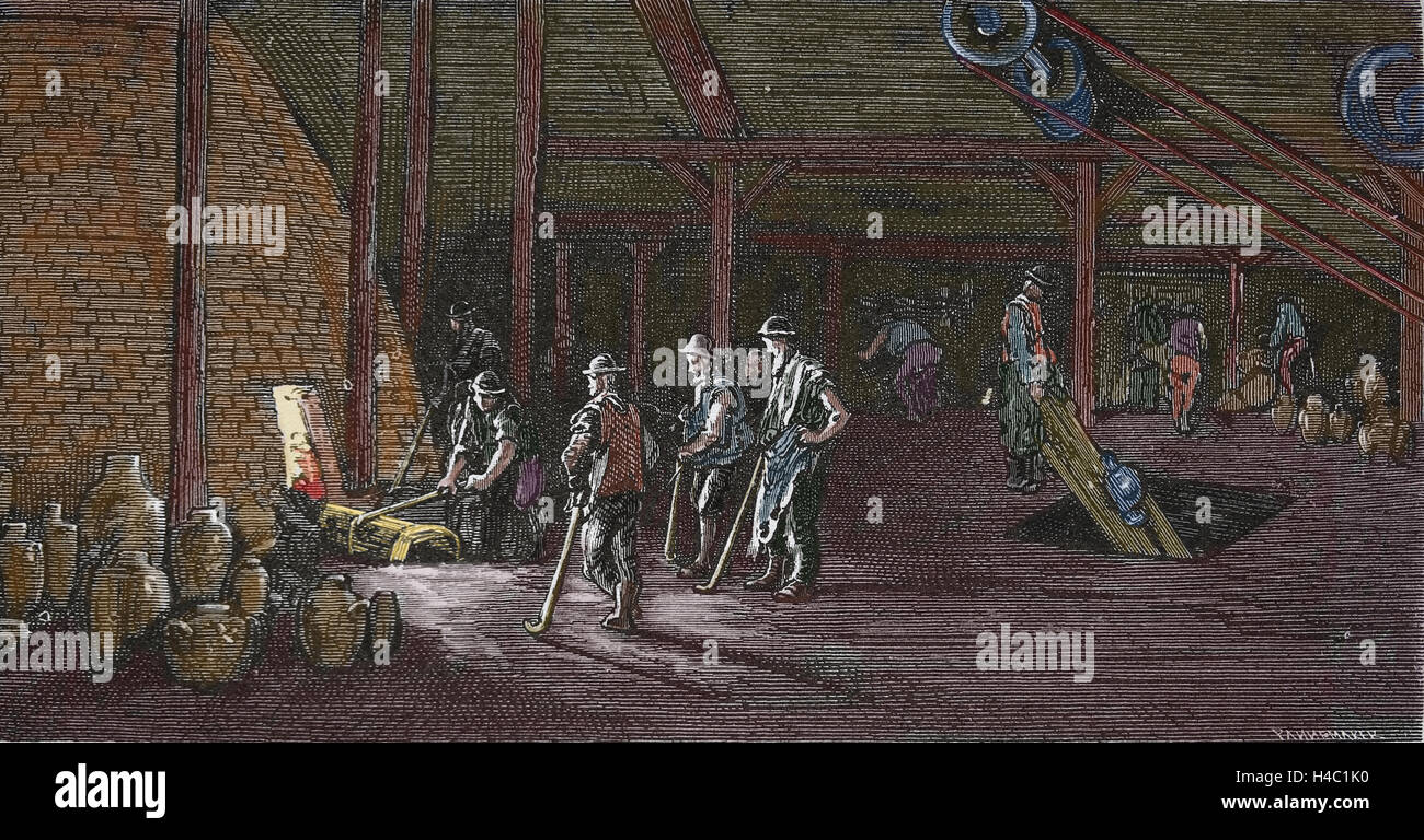 Vereinigtes Königreich. London. Lambeth Töpfereien. Stich von Gustave Dore. des 19. Jahrhunderts. Farbe. Stockfoto