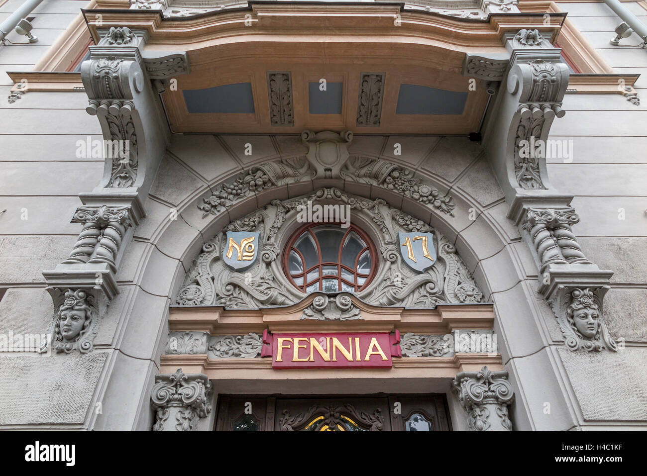 Architektonische Details einer Tür Helsinki Finnland Stockfoto