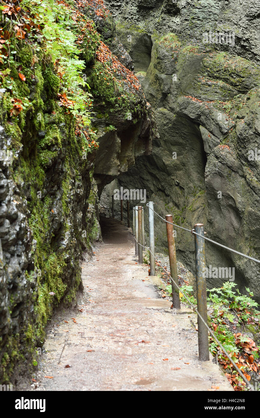 Partnachklamm, Wanderweg, Herbst Stockfoto