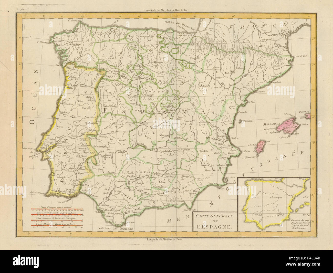 Carte De Generale De L Espagne Von Mentelle Chanlaire Spanien Iberia C1798 Karte Stockfotografie Alamy