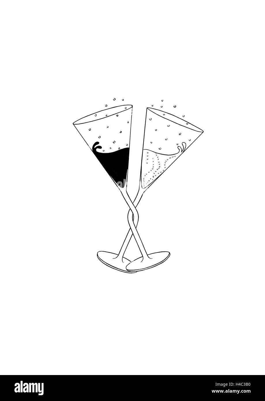 Trunkenbold Sektgläser Stockfoto