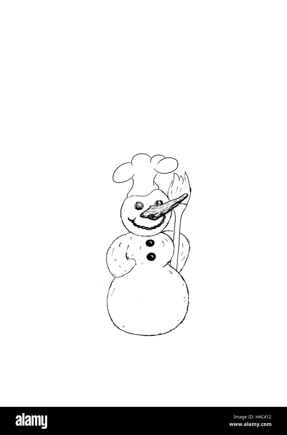 Schneemann mit Pinsel lachen Stockfoto