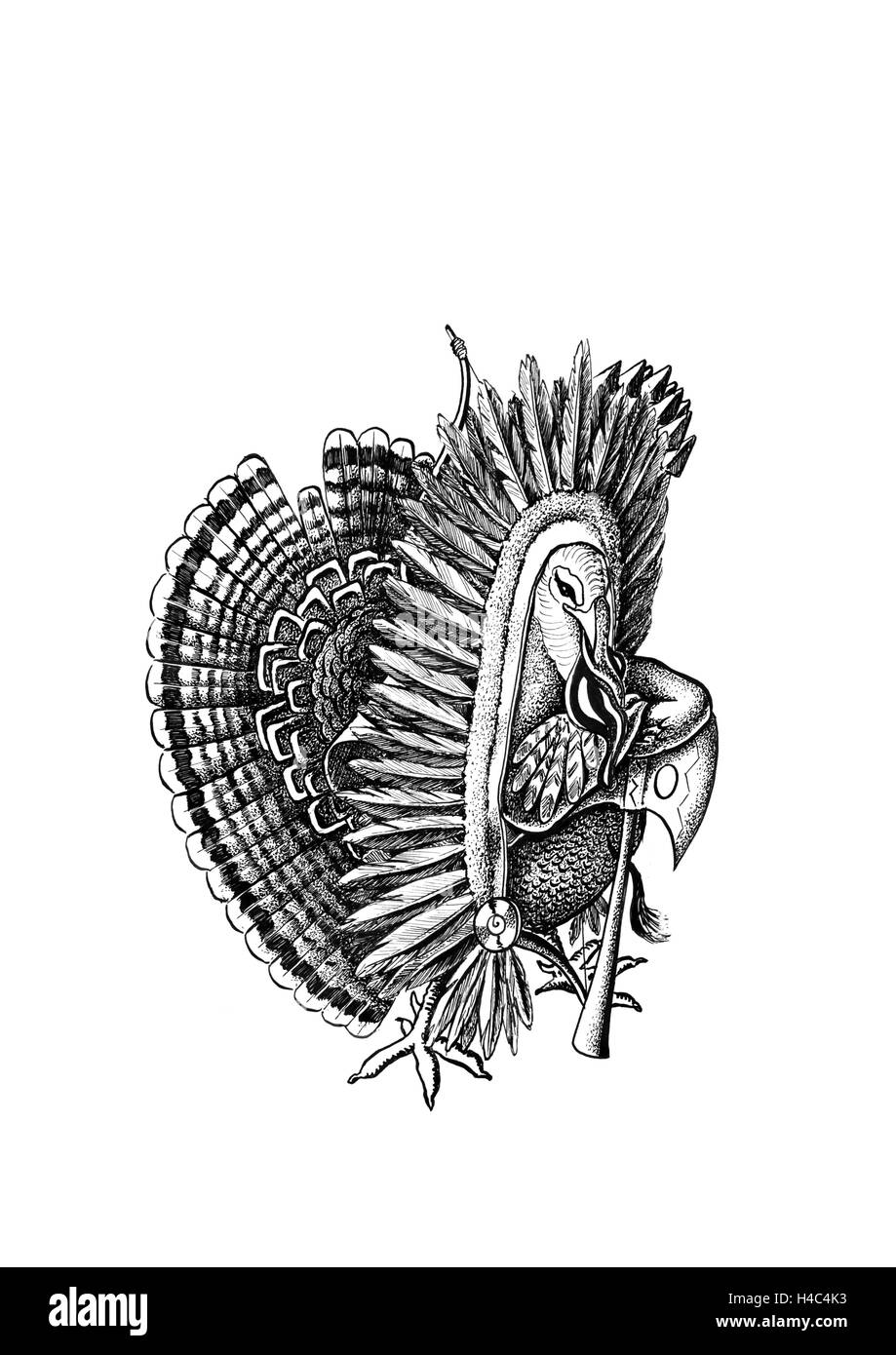 Türkei mit Indianer Kopfschmuck Stockfoto