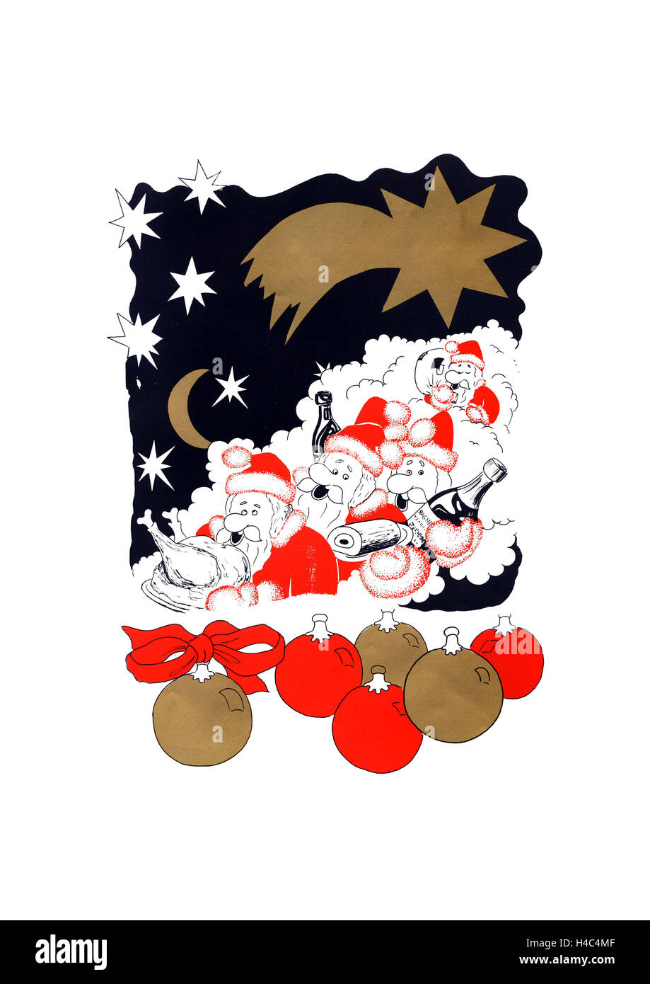 Santa Claus Figuren und Sternenhimmel Stockfoto