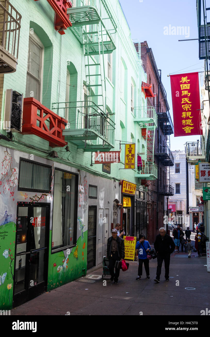 Ross Gasse in Chinatown in San Francisco, Kalifornien, USA. Stockfoto
