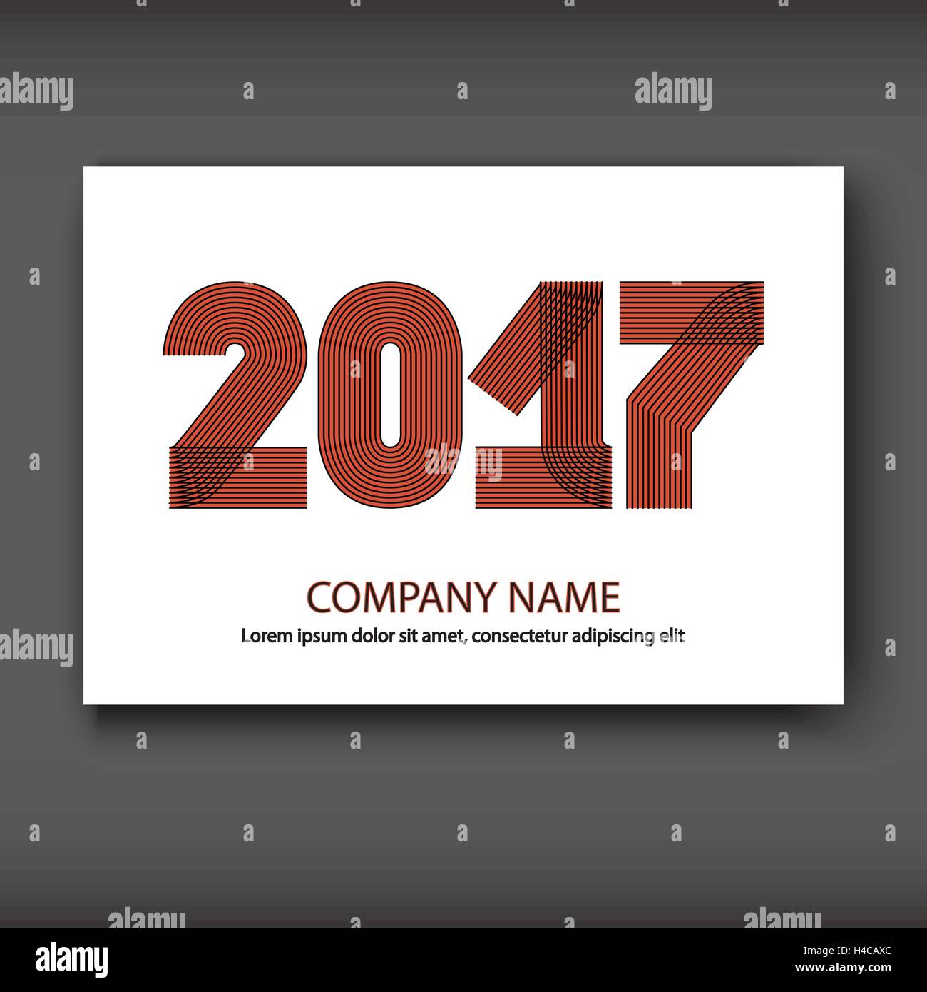 Decken Sie Jahresbericht Zahlen 2017, rot auf weißem Hintergrund, modernes Design Jahr 2017 in dünne Linien gestreiften minimalistischen, Zahlen wri Stock Vektor
