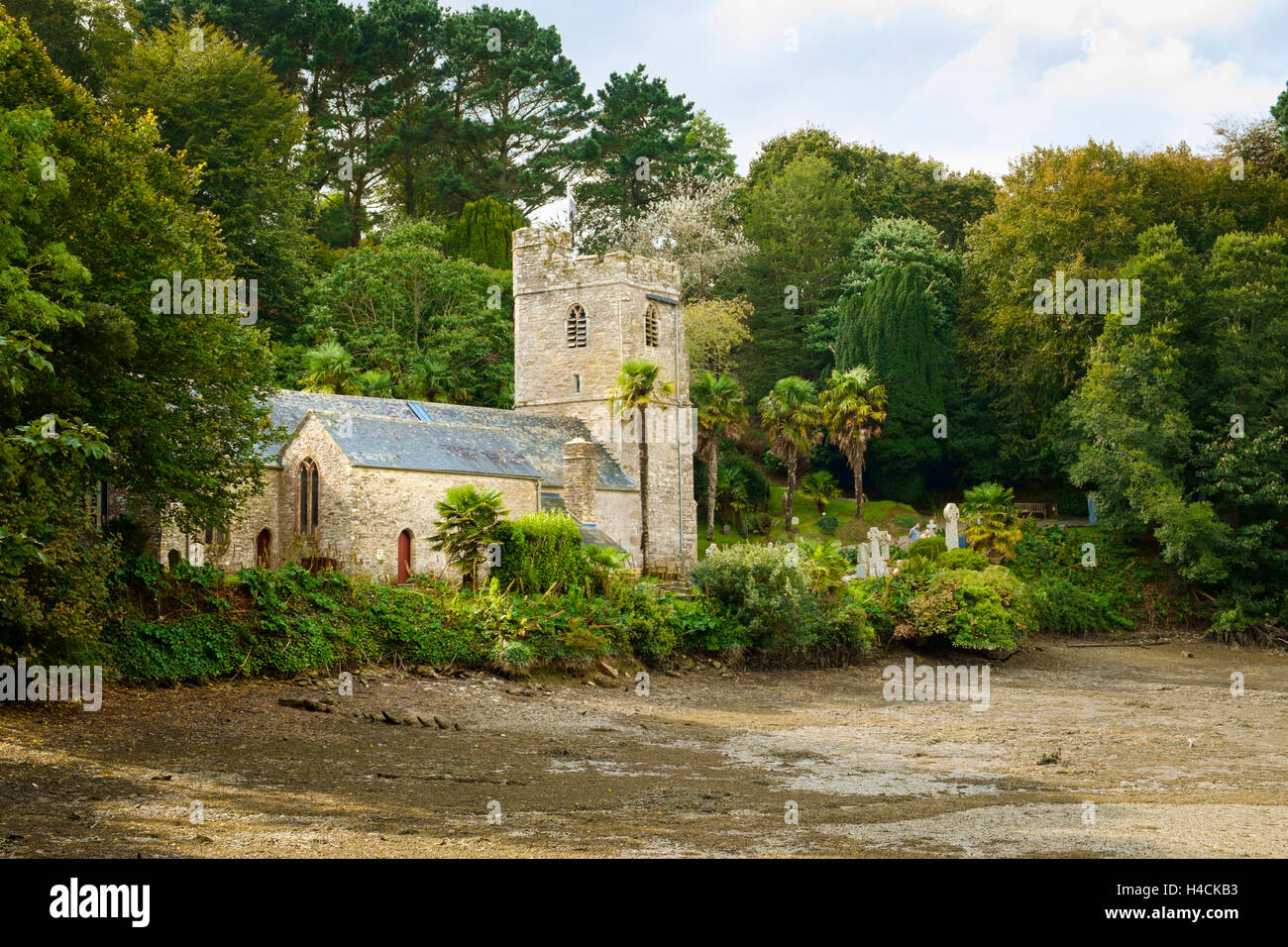 St Just in Roseland Kirche, Roseland Halbinsel, Cornwall, England, Vereinigtes Königreich Stockfoto