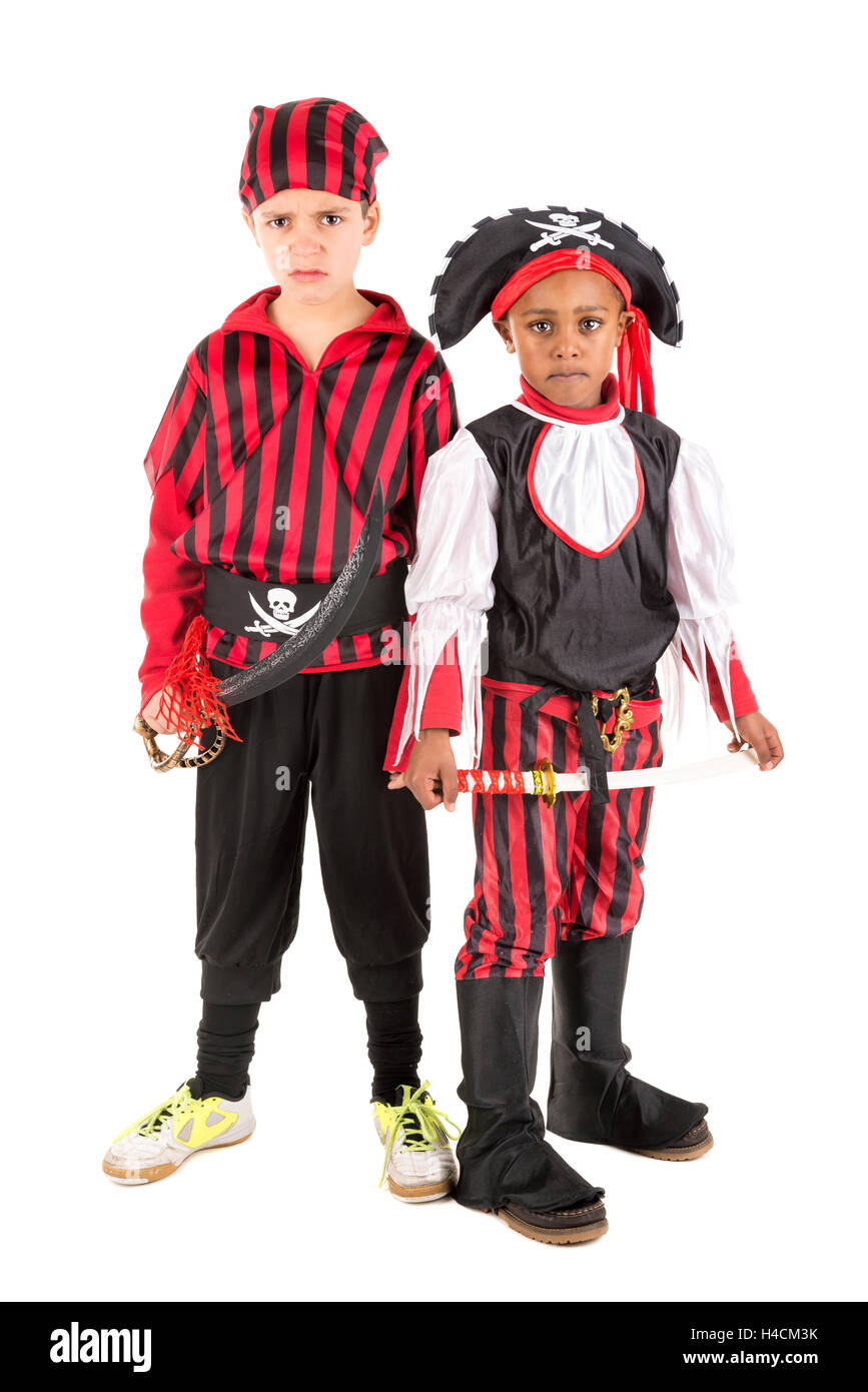 Junge Burschen in Piraten Kostüme für Halloween Stockfoto