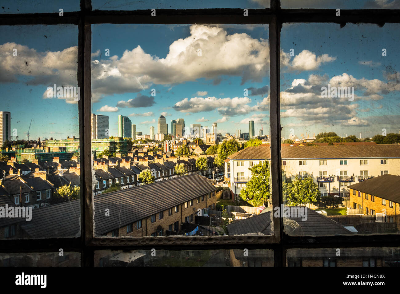 Die City of London Skyline aus SE London in Deptford, Großbritannien Stockfoto