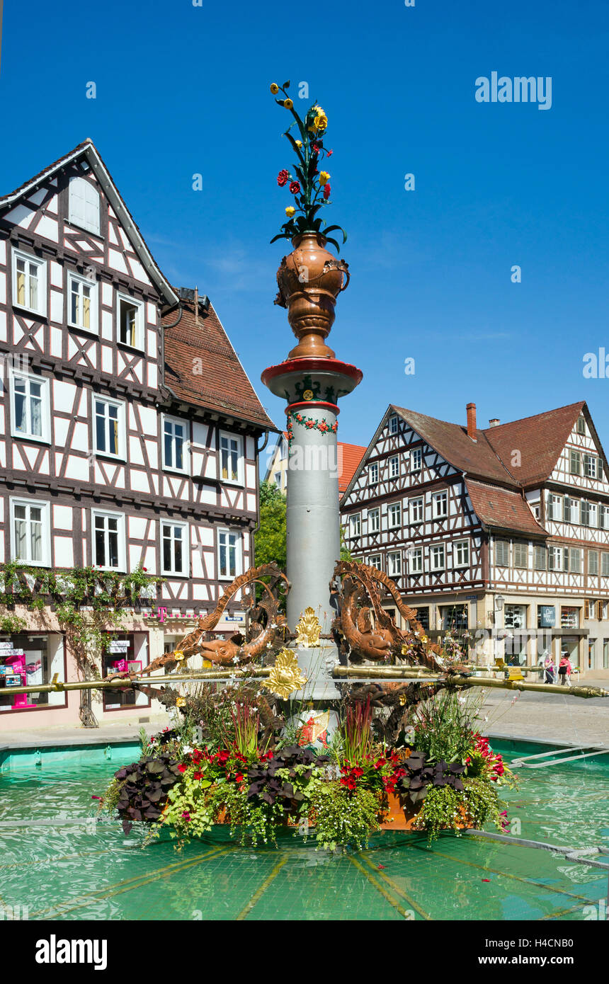 Deutschland, Baden-Wurttemberg, Schorn, historische Altstadt, Fachwerkhäuser Dorfhäuser Markt gut, das historische Stadtzentrum steht ab einer ganzen Anlage unter Erhaltung Denkmäler und historische Gebäude, Stockfoto