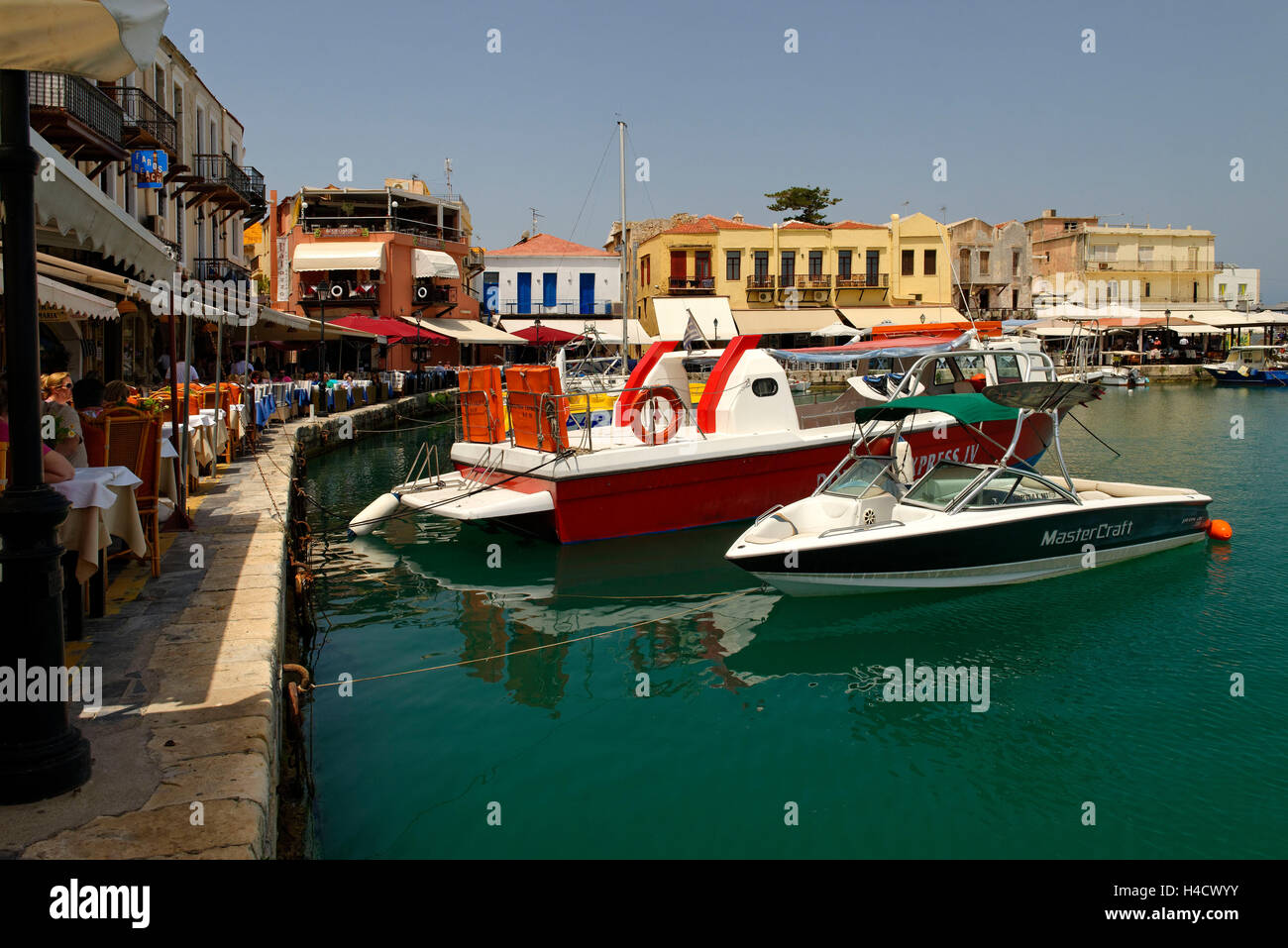 Venezianische Hafen, Rethimnon, Rethimnon-Bezirk, Kreta, Griechenland Stockfoto