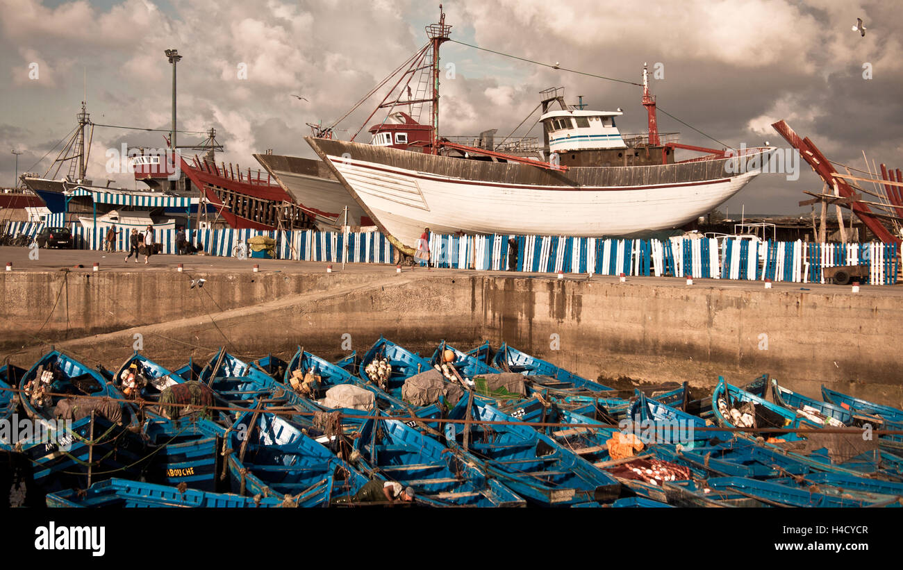Afrika, Nordafrika, Marokko, Essaouira, Hafen, dock Stockfoto