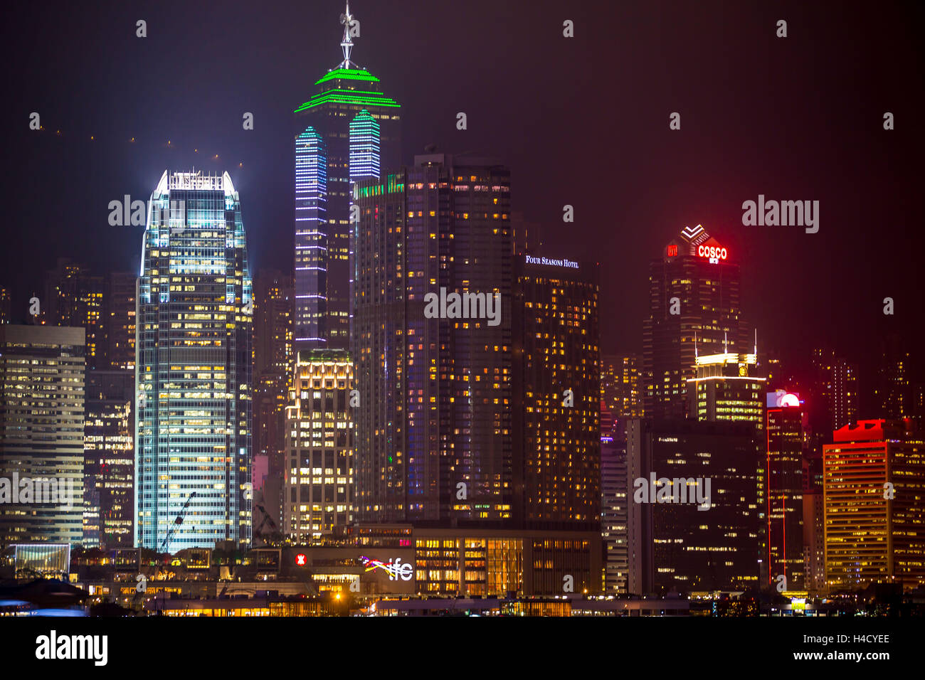 Asien, China, Hongkong, erschossen Abend skyline Stockfoto