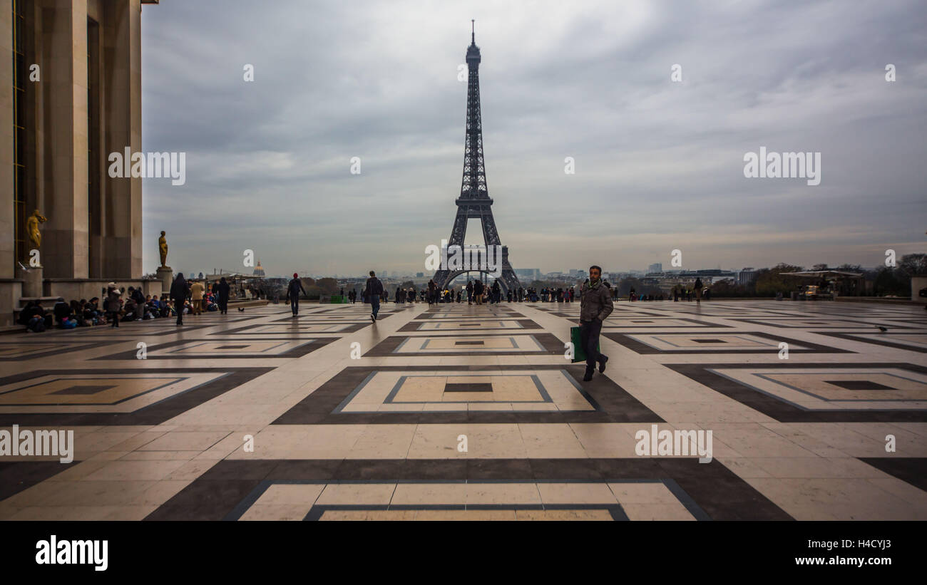 Europa, Frankreich, Paris, Eiffelturm aus dem Trocadero Stockfoto