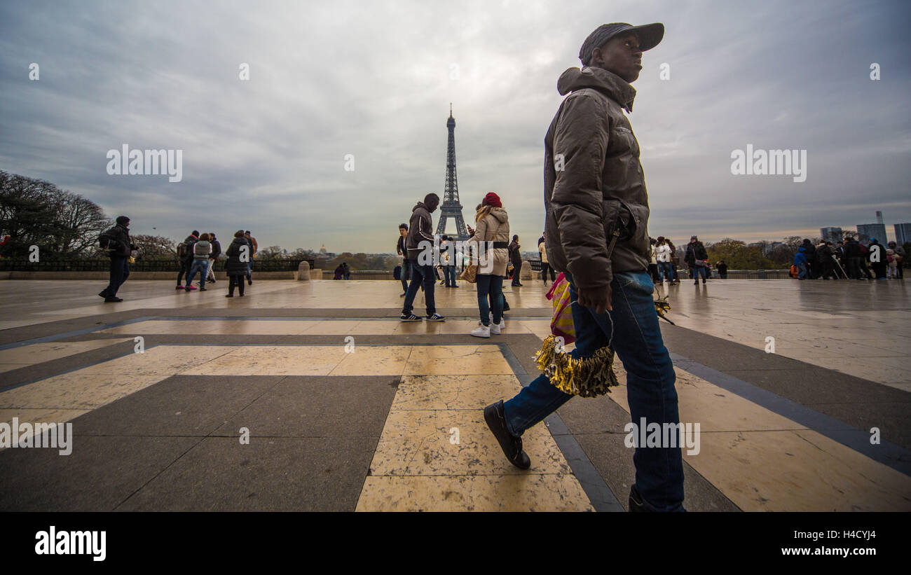 Europa, Frankreich, Paris, Eiffelturm aus dem Trocadero Stockfoto