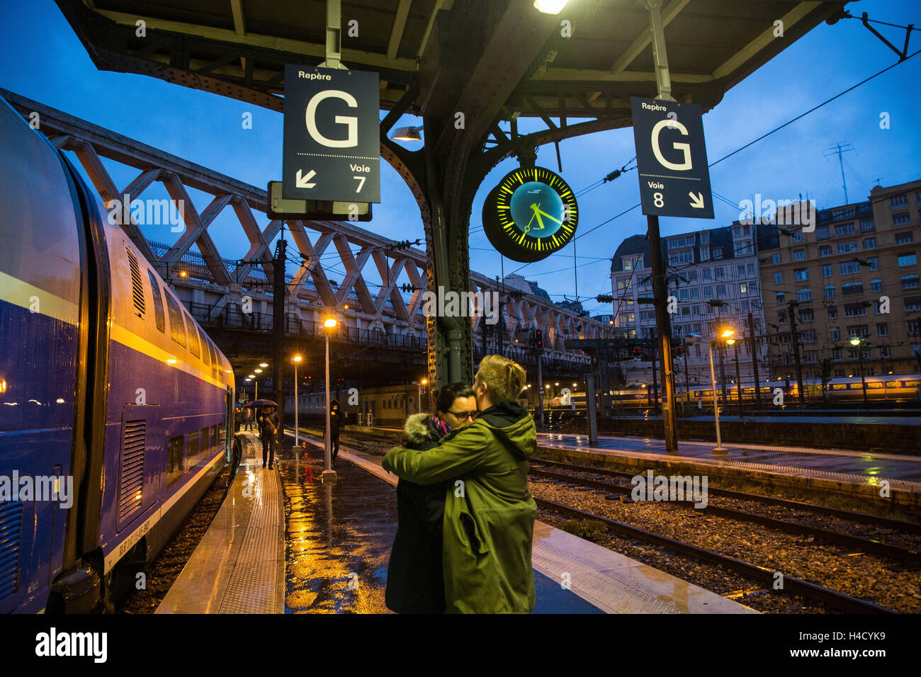 Europa, Frankreich, Paris, Bahnhof Gare de l ' est, Abschied Stockfoto