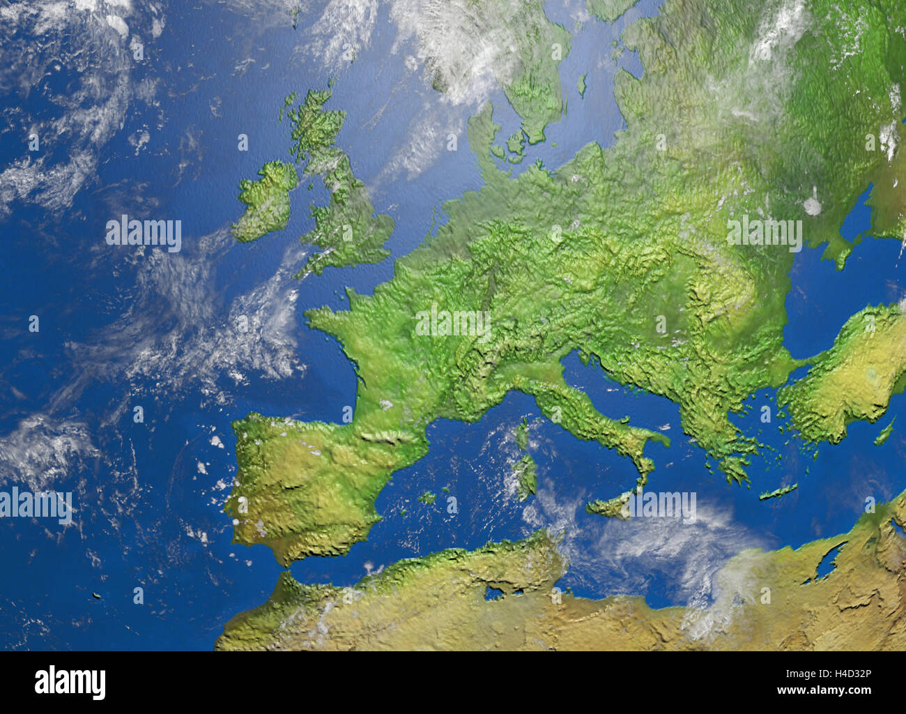 Schattierte Reliefkarte von Europa Stockfoto
