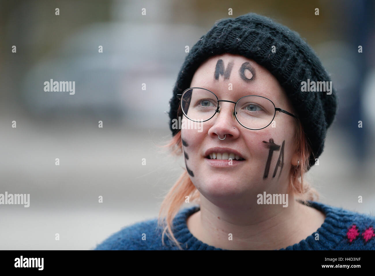 Abbildung Bild zeigt eine FUGEA, Verband der Züchter und Landwirte Maßnahmen vor einer Plenarsitzung des wallonischen Parlaments in Namur, Freitag, 14. Oktober 2016. BELGA FOTO BRUNO FAHY Stockfoto