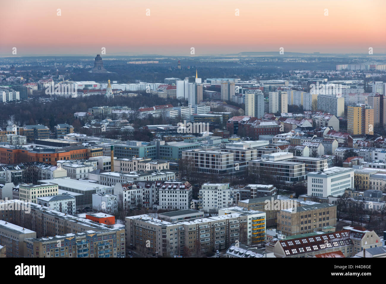 Architektur, Außenansicht, von oben, Sonnenuntergang, Sachsen, Leipzig, Deutschland, Europa Stockfoto