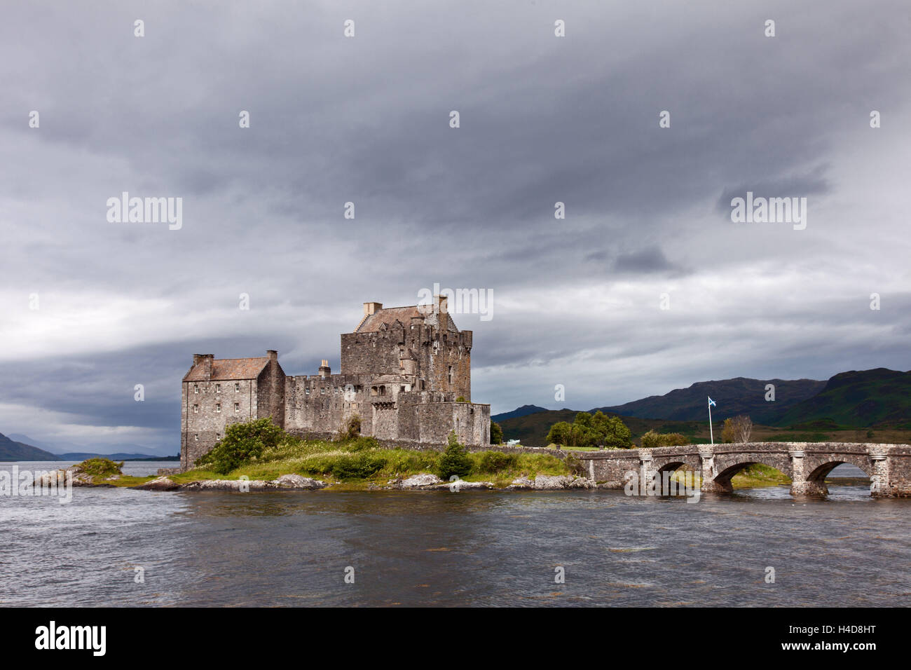 Eilean Donan Castle, Morgen, Brücke, Burg, Schloss, Highlands, Schottland, Europa Stockfoto